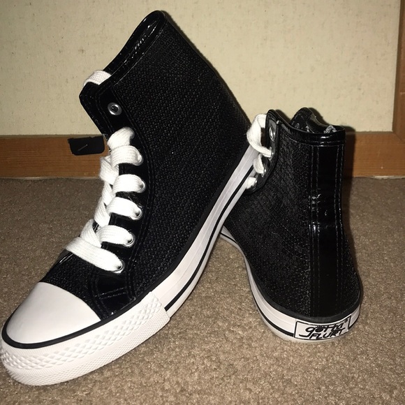 Gotta Flurt Shoes - Black sequin “converse”